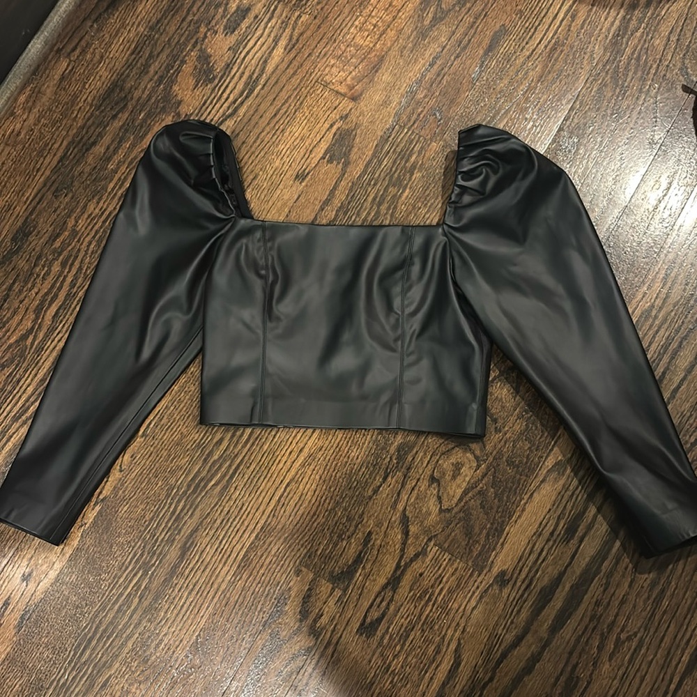NWT Alice and Olivia faux leather crop top, size 2